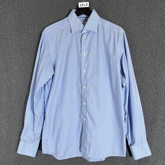 Eton Fine Twill Cotton Contempoary Check Button Up Shirt - Men's Size 39/15.5 - Picture 2 of 8